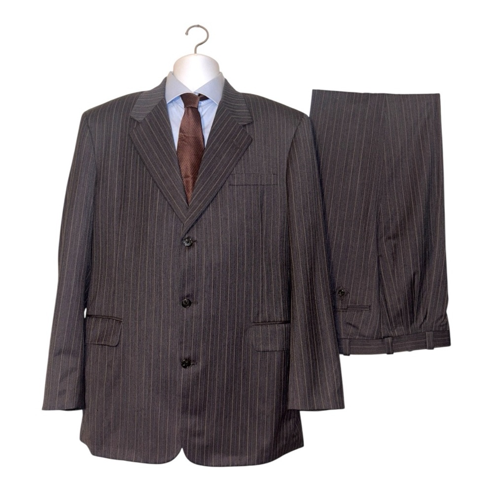 Elegant Dark Gray Pinstripe Men's Suit